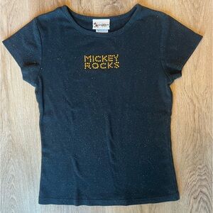 Vintage Disney Mickey Black Rhinestone Top Y2K